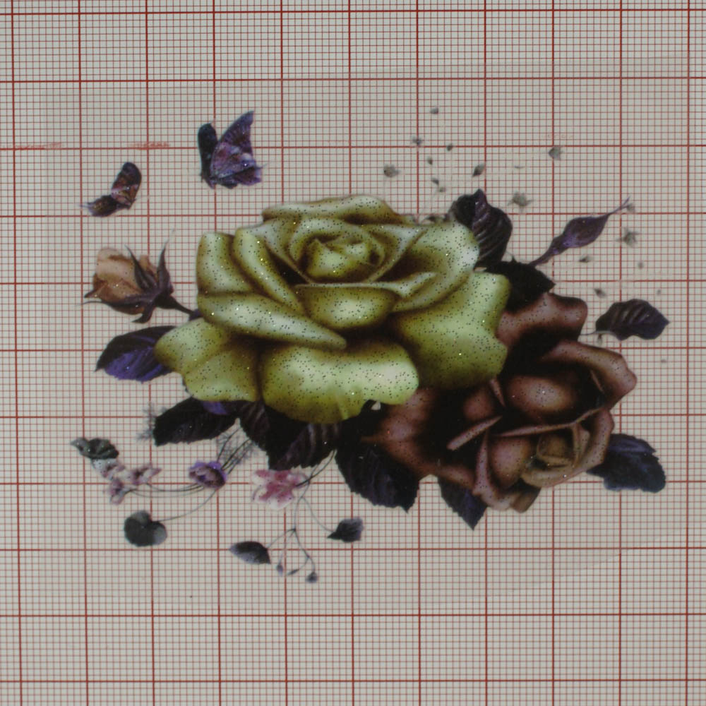 Термоаппликация Цветок Роза молоко и кофе 9*8,3см, цветная, шт. Термопереводки Цветы, Птицы