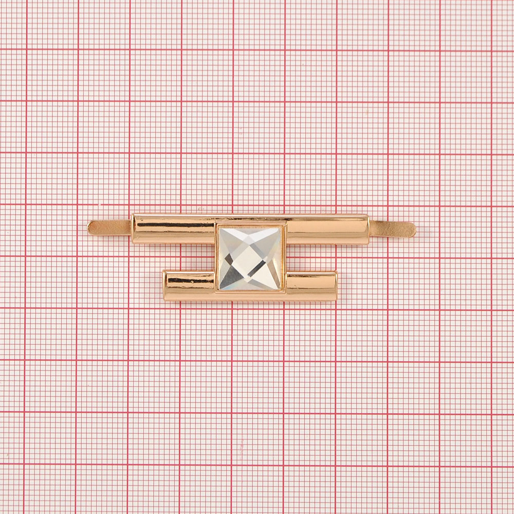 Краб металл B21380 46*17мм GOLD, белый камень, шт. Крабы Металл Геометрия Декор