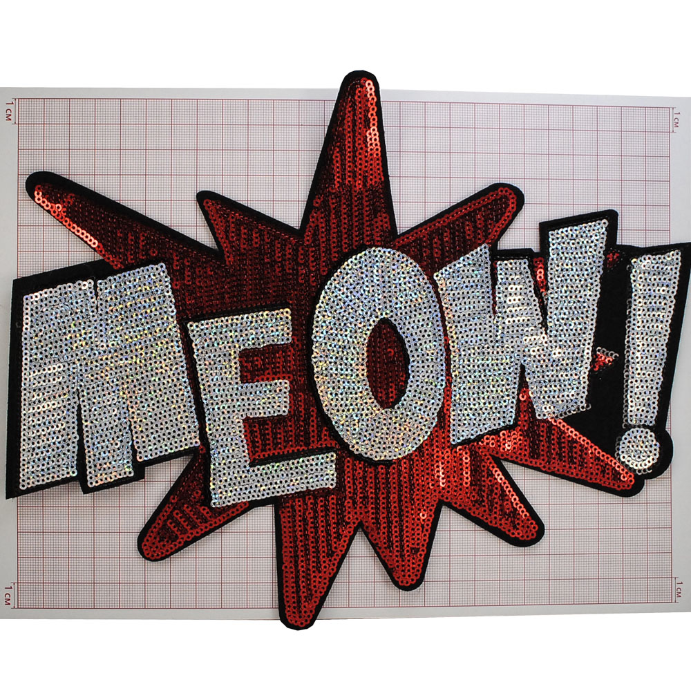 Аппликация клеевая пайетки MEOW 22*27,5см красный, белый, шт. Аппликации клеевые Пайетки