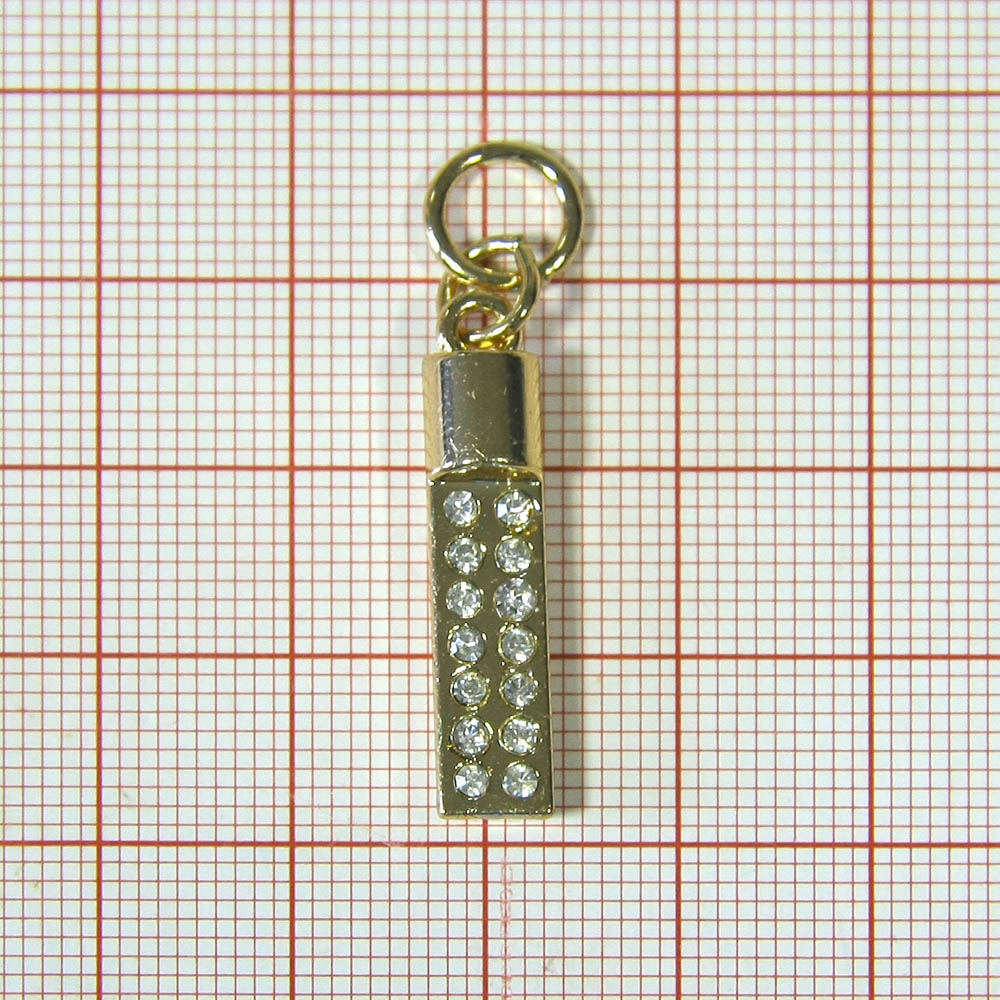 Подвеска металл HX- 001 Лапта, 37мм GOLD, 7*2 белые камни, шт. Подвески