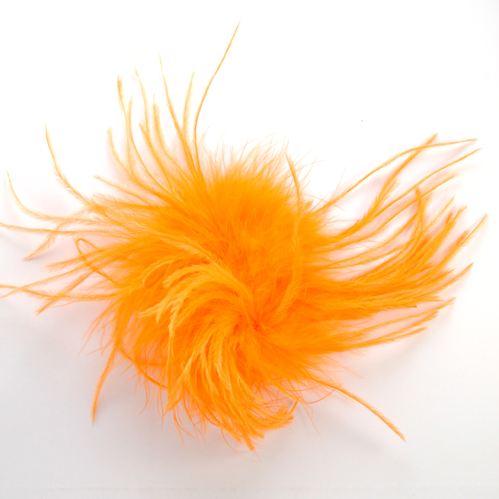 Брошь из перьев, 10-15см, оранж., шт.. Перья