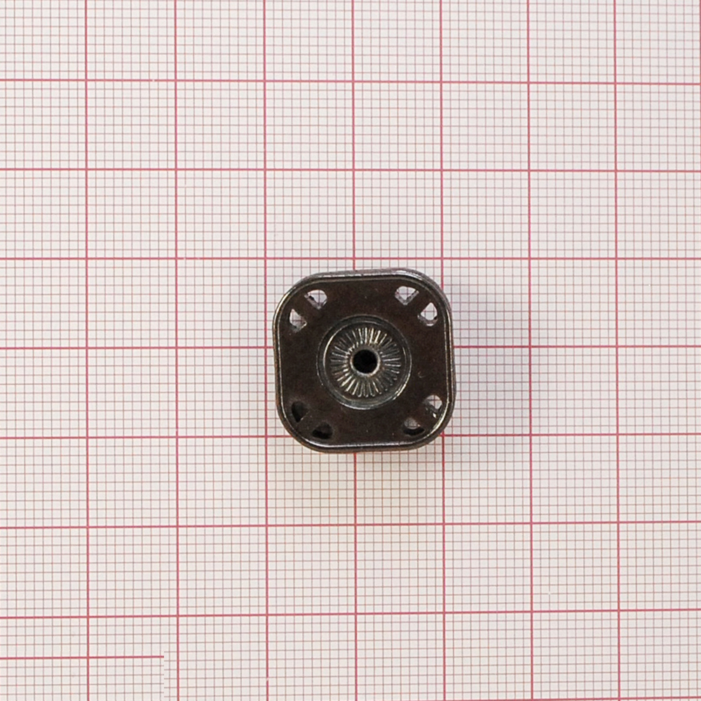 Кнопка металлическая пришивная потайная Квадрат полосы 23мм, блек никель, шт. Кнопка пришивная потайная