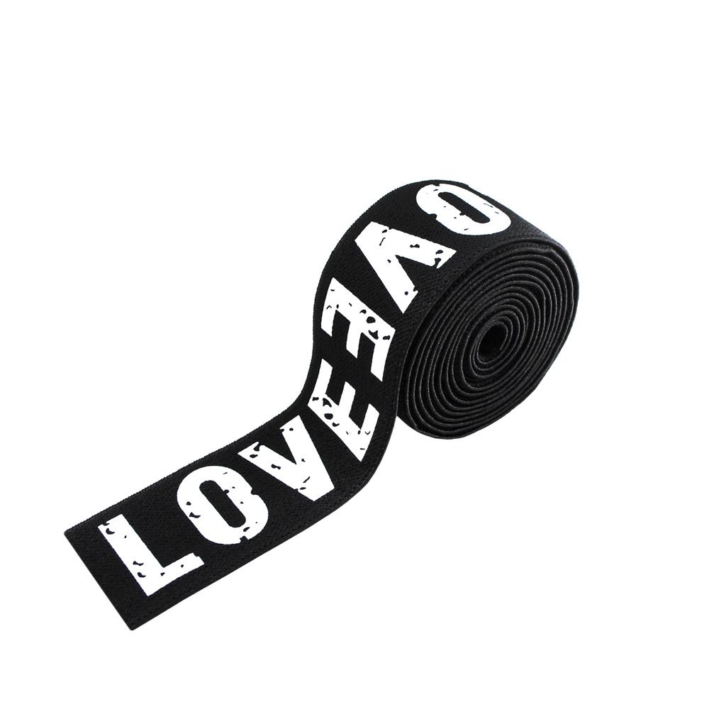 Резинка накатка LOVE белая 3см черная, ярд. Резинка