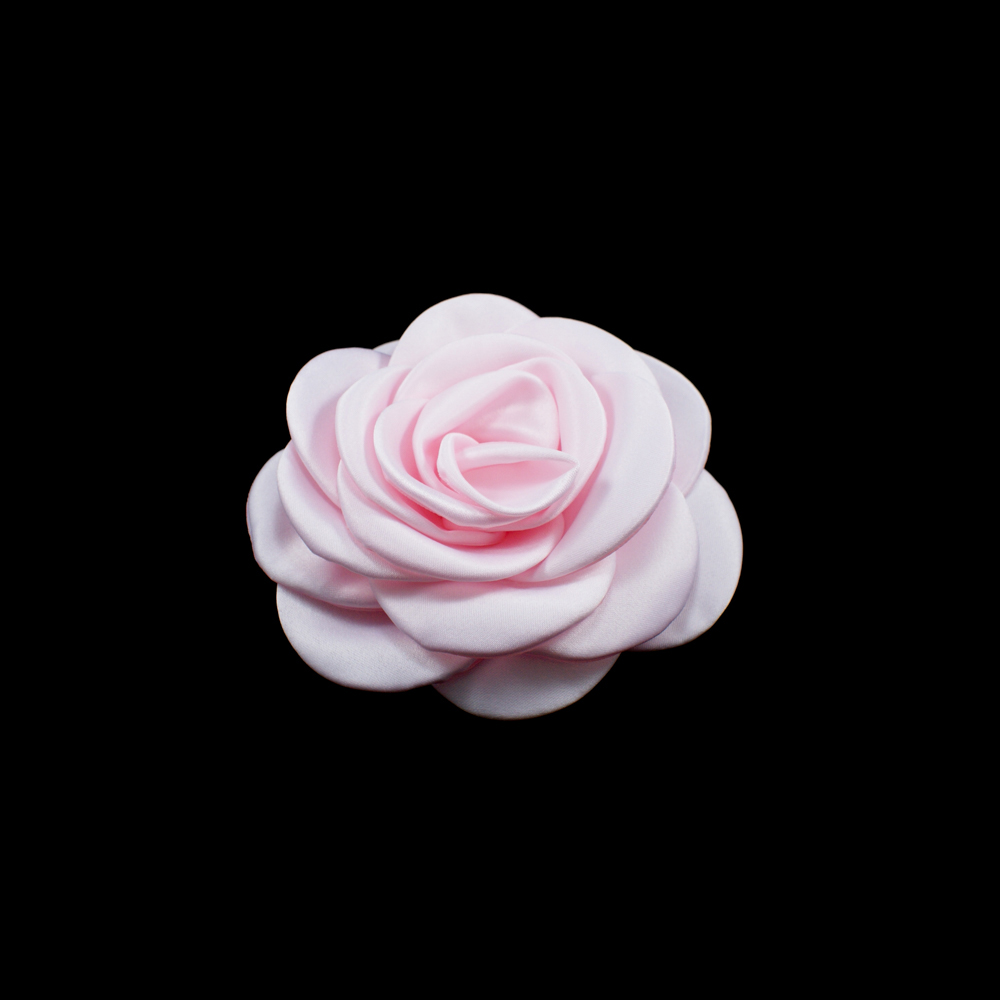 Аппликация декор Роза атласная 11см, светло-розовый. Аппликации Пришивные Обувные