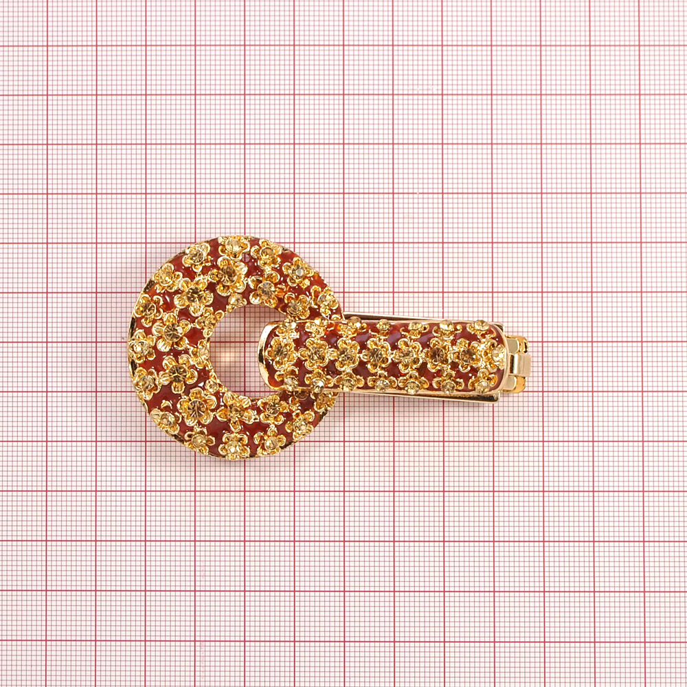 Клипса шубная 3279423 GOLD, коричневая эмаль, топаз, шт. Клипсы шубные, крючки