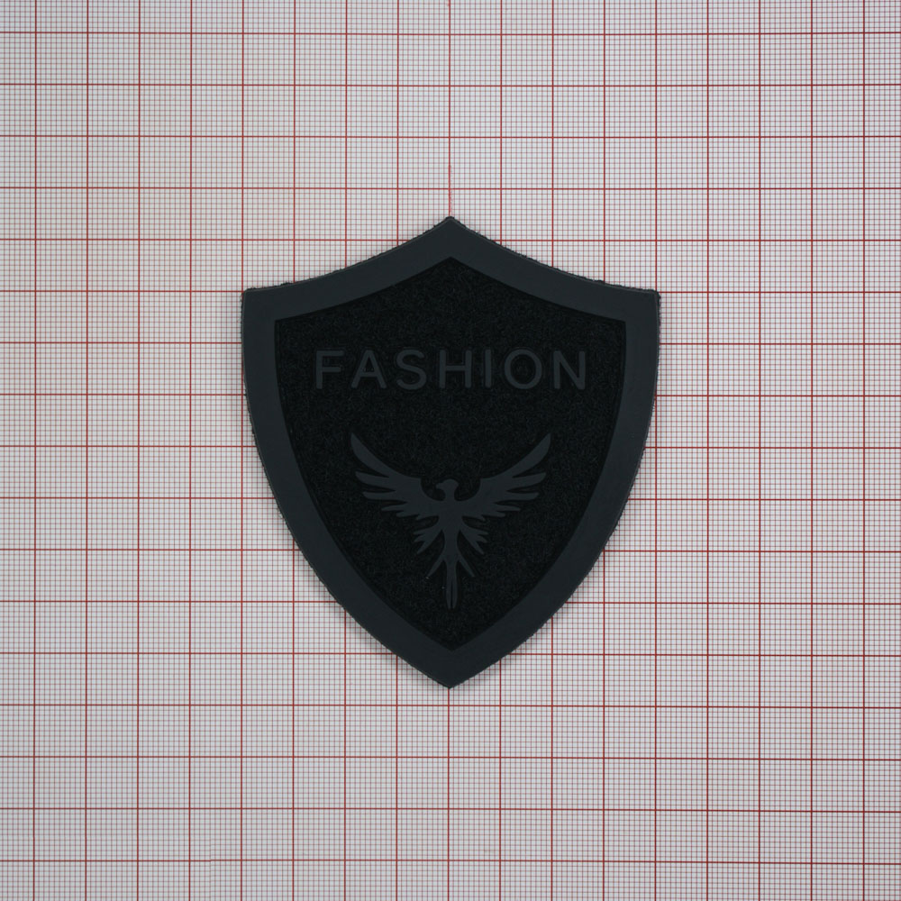 Лейба войлок и резина Fashion Шеврон 9*8см черный. Лейба Войлок, Ворс