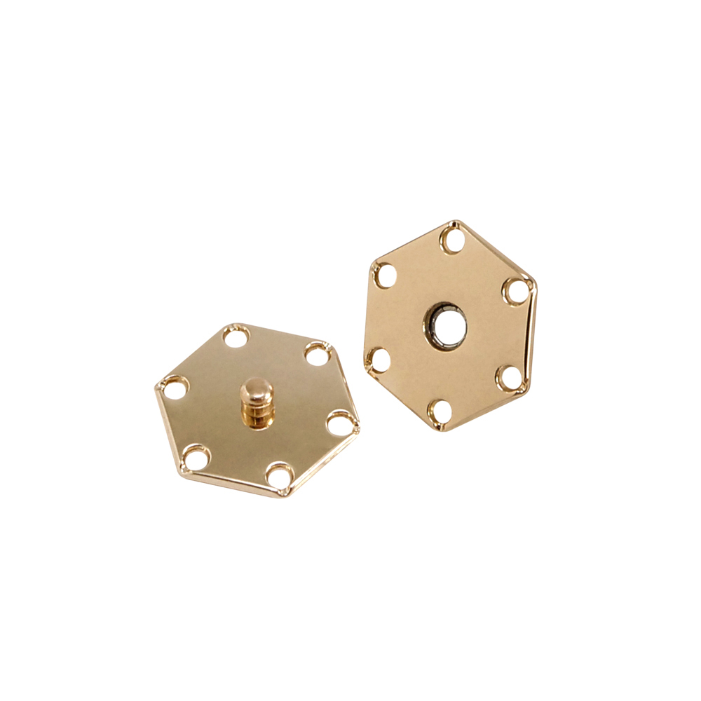 Кнопка металлическая пришивная Шестигранник 20 мм, золото, шт. Кнопка пришивная потайная