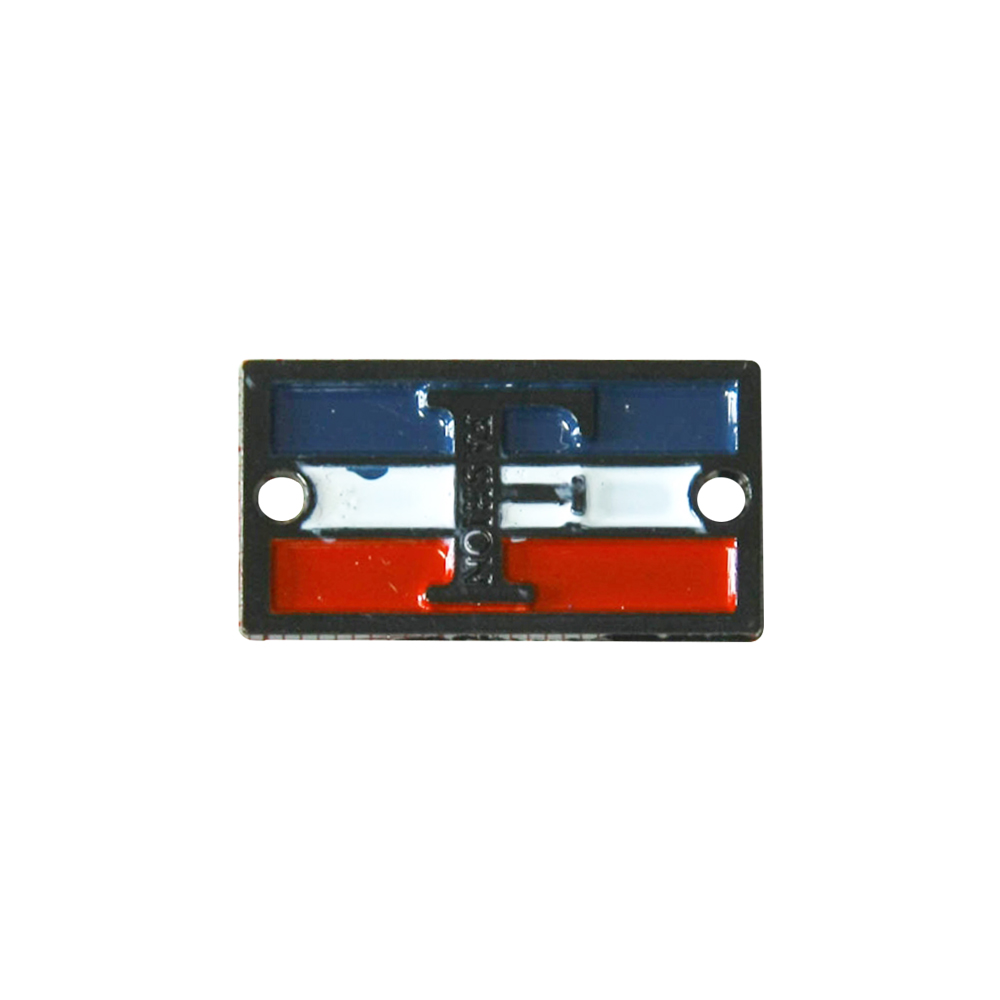 Лейба металл Франция F black, синий, белый., красная эмаль, 30*15мм. Лейба Металл