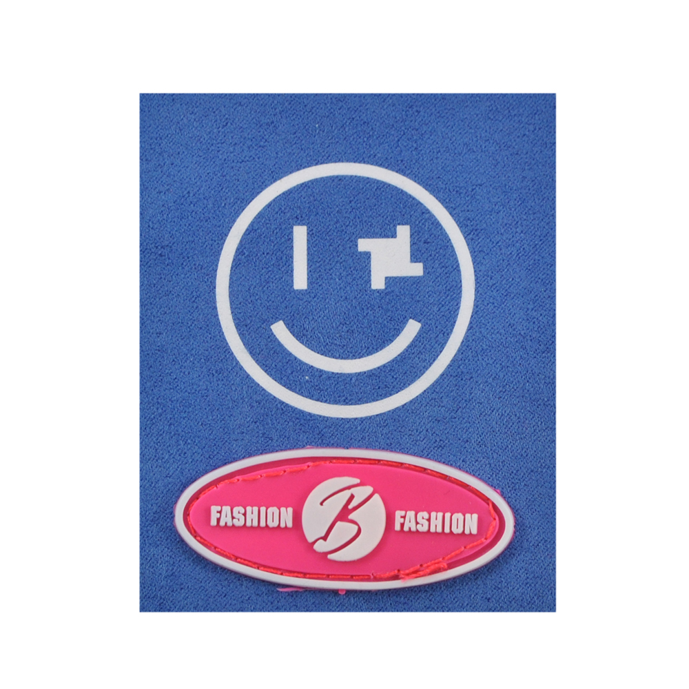 Лейба ткань и резина Смайл, 6,5*8см, белый, синий, розовый, шт. Лейба Ткань