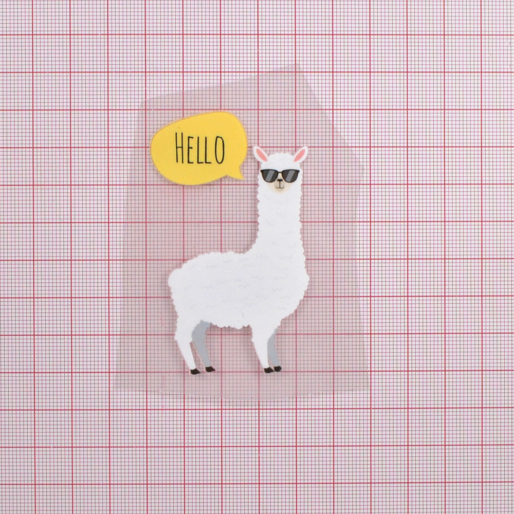 Термоаппликация Лама HELLO 4,3*7см,  белый, черный, желтый шт. Термопереводки Детские