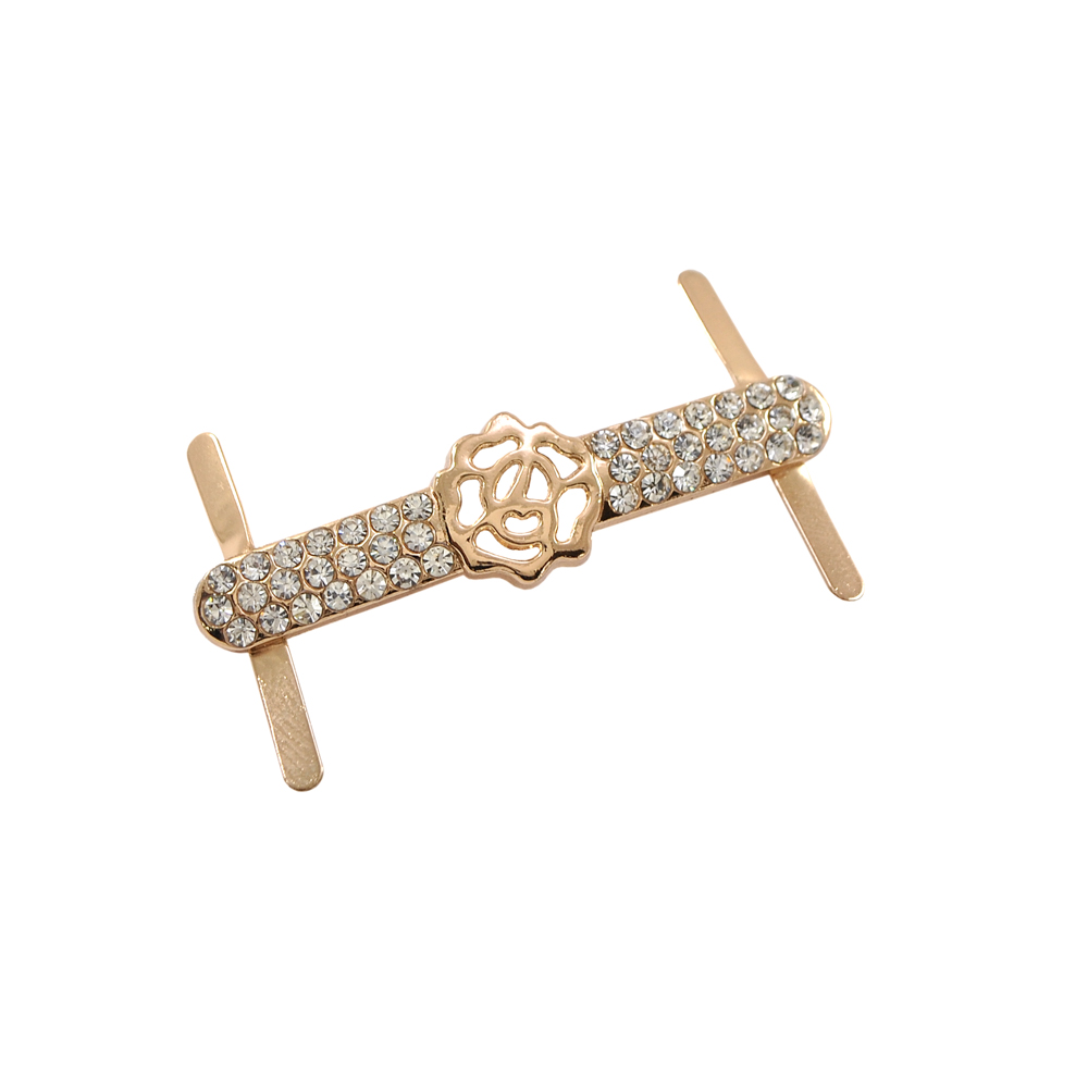 Краб металл Роза мостик 50*14мм GOLD, белые камни, шт. Крабы Металл Геометрия Декор