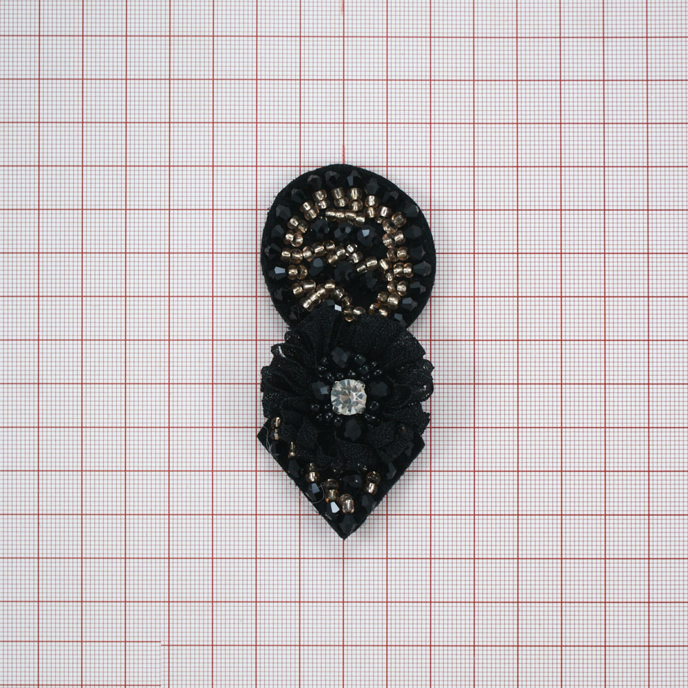 Аппликация декор Стрелка черный, бисер. Аппликация Декор