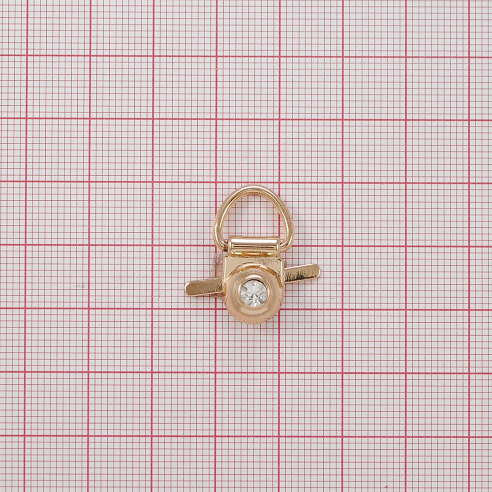 Краб металл петля обувная с камнем 2,2см, GOLD,  шт. Крабы Металл Геометрия Декор