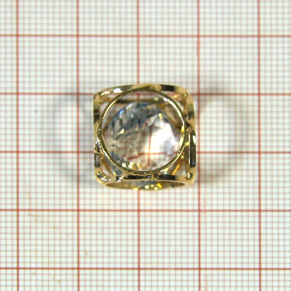 Декор металл пришивной Кристалл в шаре GOLD, белый камень, 16*16мм. Камень в оправе пришивной