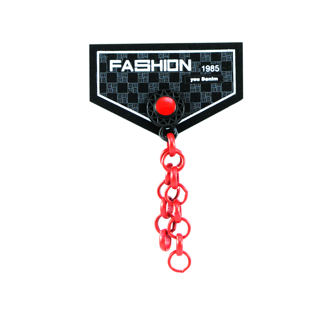 Лейба ткань с цепочкой FASHION 1985, 4*6см,  белый, красный, черный, шт. Лейба Ткань