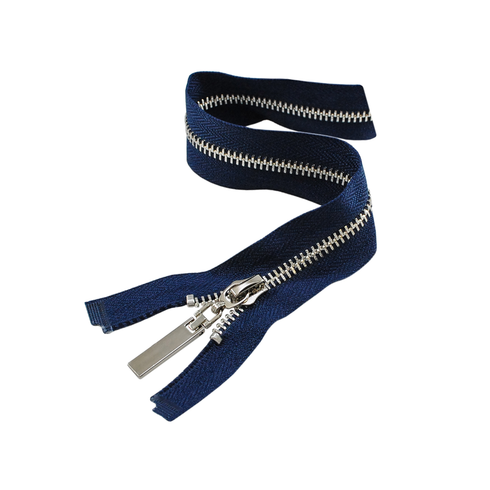 Змейка металлическая  №5 65см О/Е NIKEL, синяя ткань, односторонняя, шт. Змейка Металл