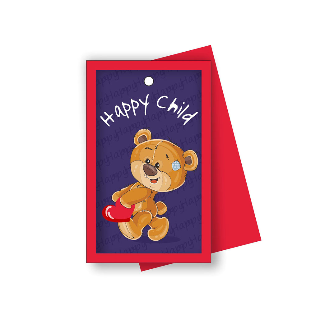 Комплект Этикетка бумажная Happy Child (мишка) 40*65мм, мат/лам /обычный картон 250гр/, шт. Этикетка бумага