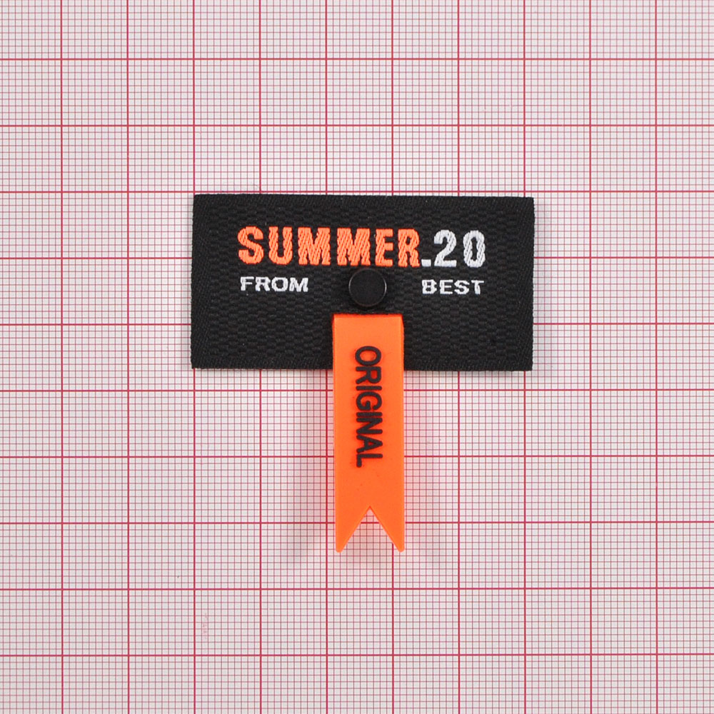 Лейба тканевая с резиновой подвеской SUMMER 2.0, 5*2,5см, черный, белый, оранжевый, шт. Лейба Ткань