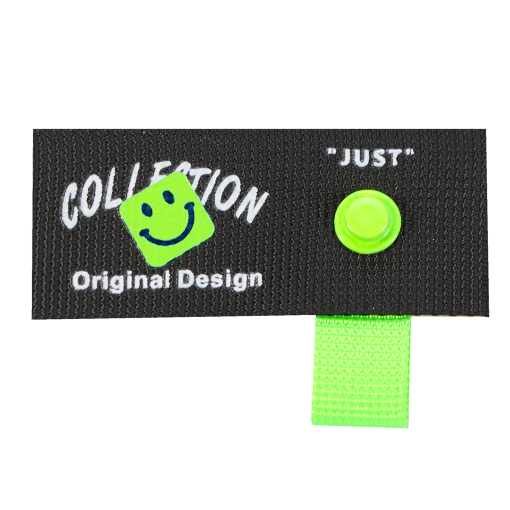 Лейба тк. с хольнитеном COLLECTION смайл, 3,4*7,5см, черн., бел., салат., шт. Лейба Ткань