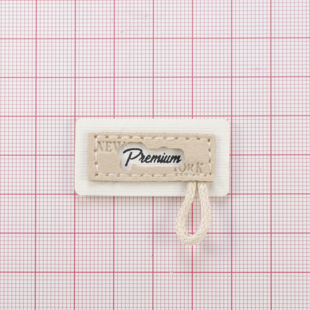 Лейба п/у Premium (с петелькой), 4*3,3см, белый, черный, бежевый, шт. Лейба Кожзам