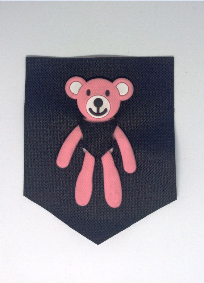 Лейба ткань и резина Мишка в кармане, 8,8*10,5см, черный, светло-розовый, шт. Лейба Ткань