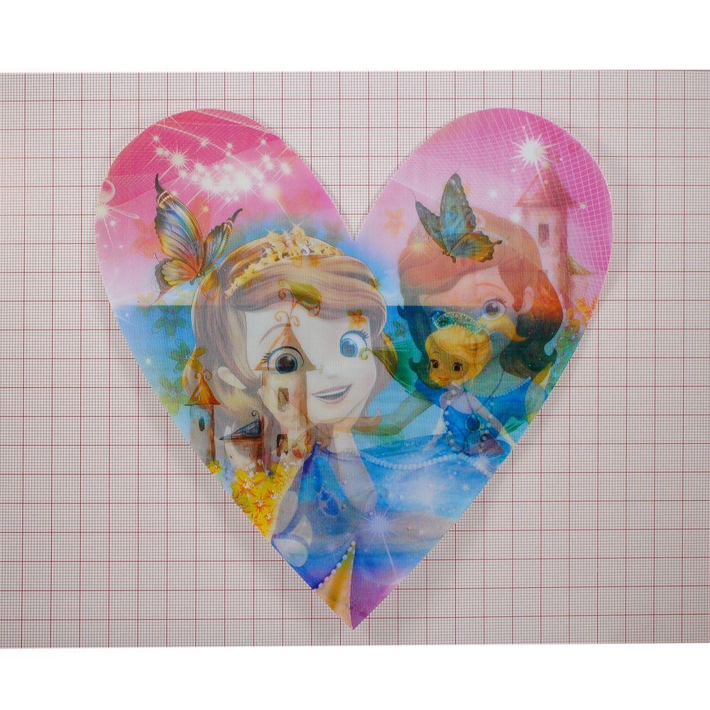 Аппликация клеенка пришивная Принцесса, 18*18,5см, 3D голограмма, белый, желтый, розовый, синий, шт. Аппликации Пришивные Резина, Силикон