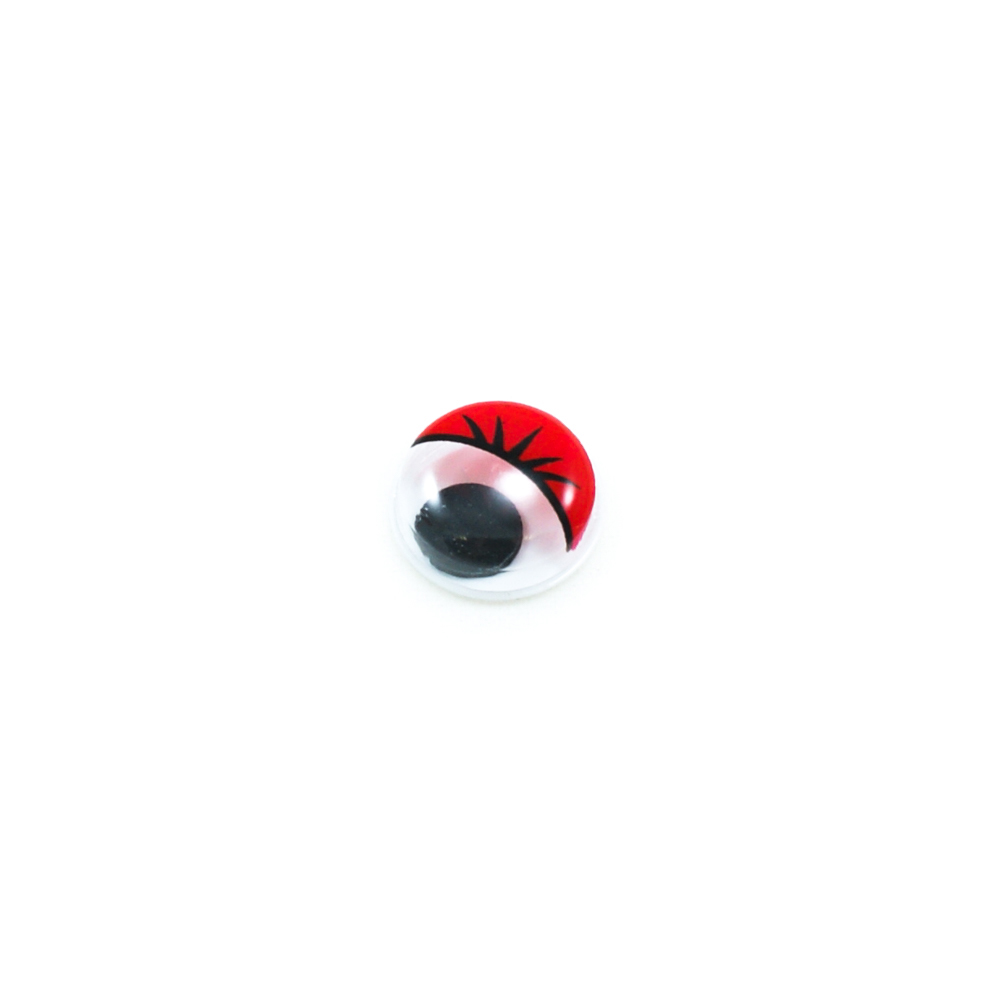 Глаз F-06, 8мм, белый, красные реснички, подвижный черный зрачок, 1тыс.шт. Глазики F