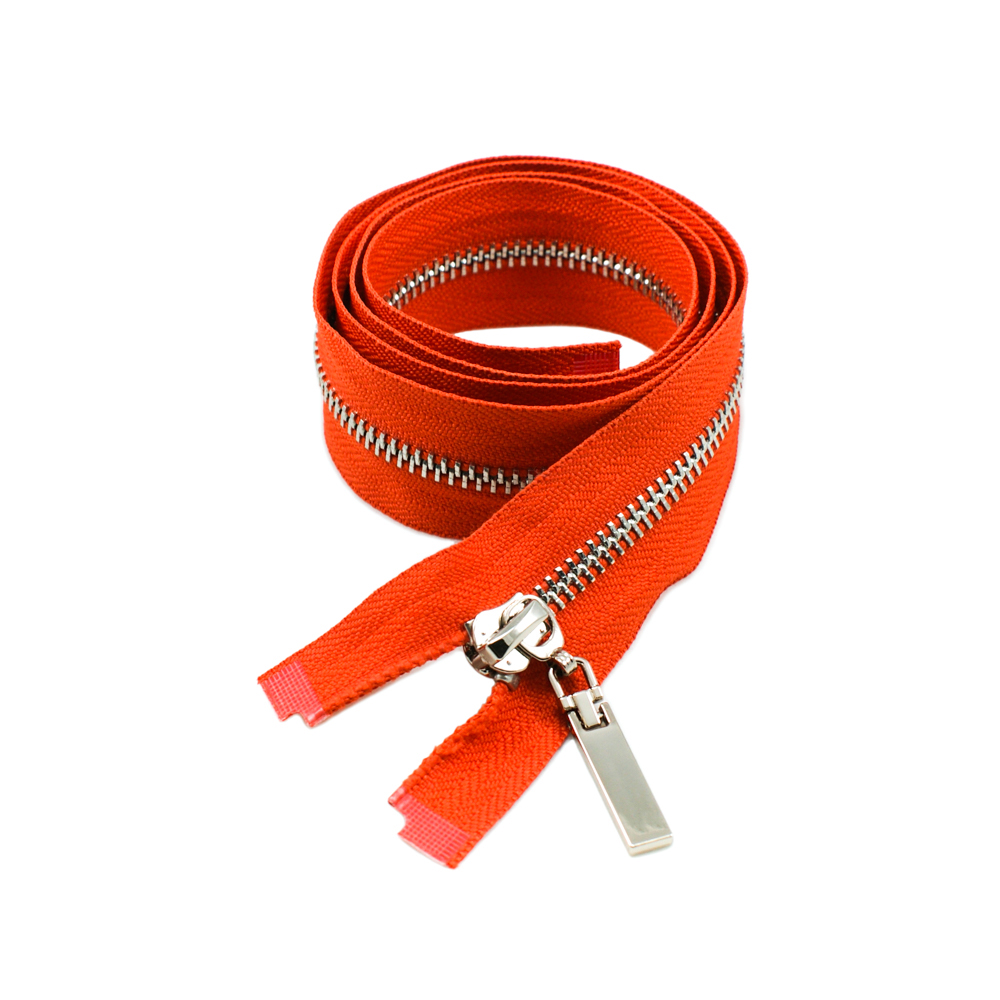 Змейка металлическая №5 85см, О/Е, Nickel и оранжевая ткань, шт. Змейка Металл