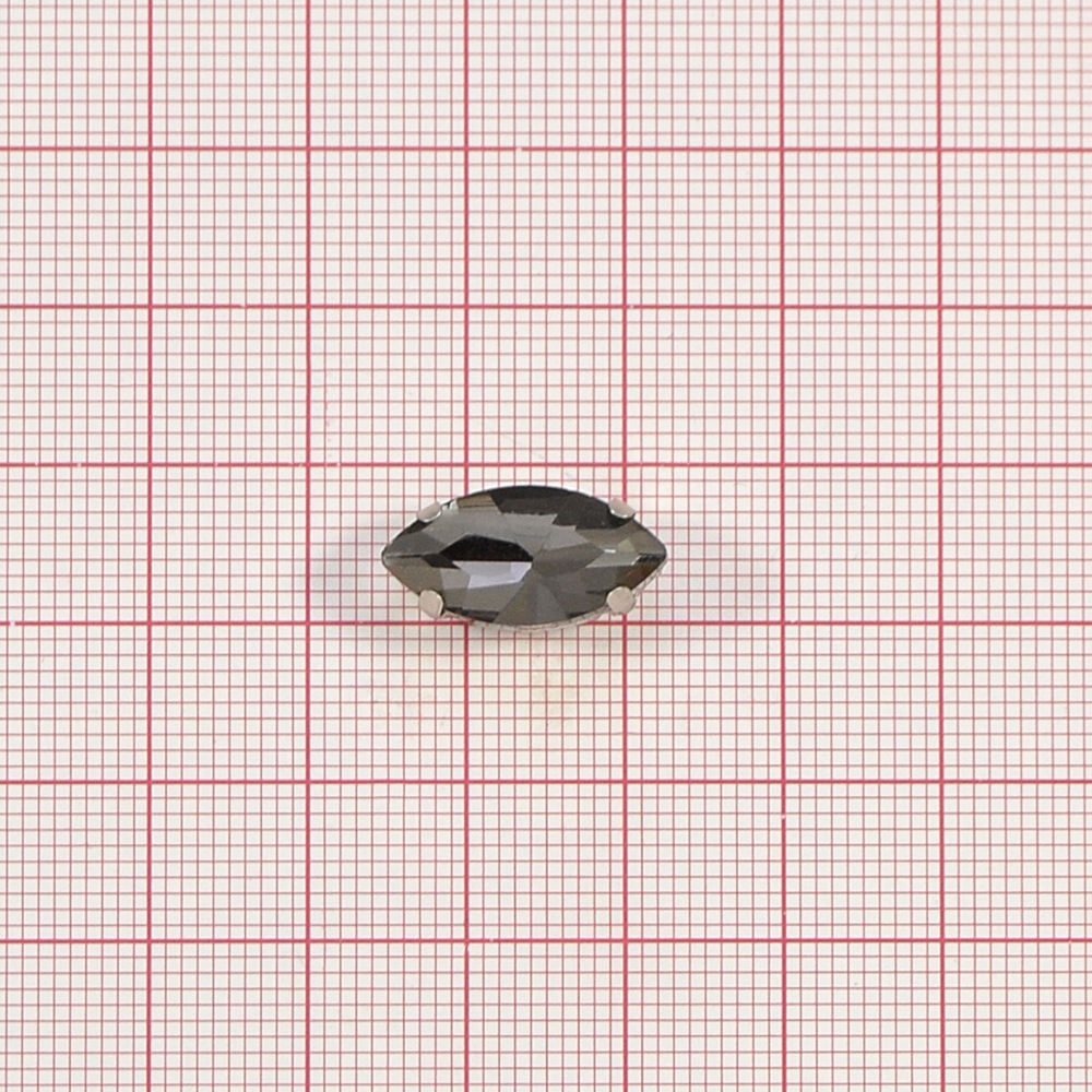Стразы пришивные в металле, лодка, 9*18мм, hematite, шт. Стразы пришивные в металле