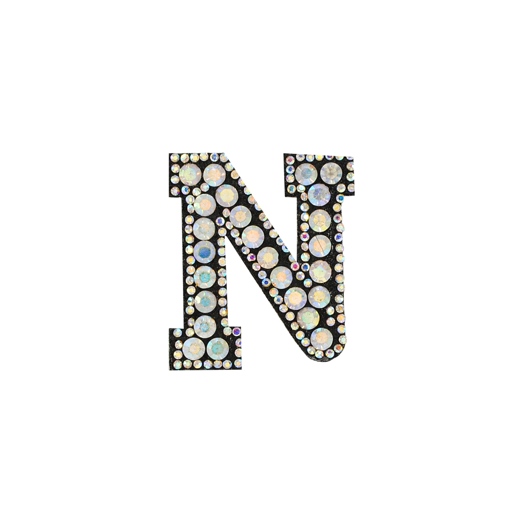 Аппликация клеевая  стразы  N, 5,5*5 см, черн., камни белый хамелеон, шт. Аппликации клеевые Стразы комб.