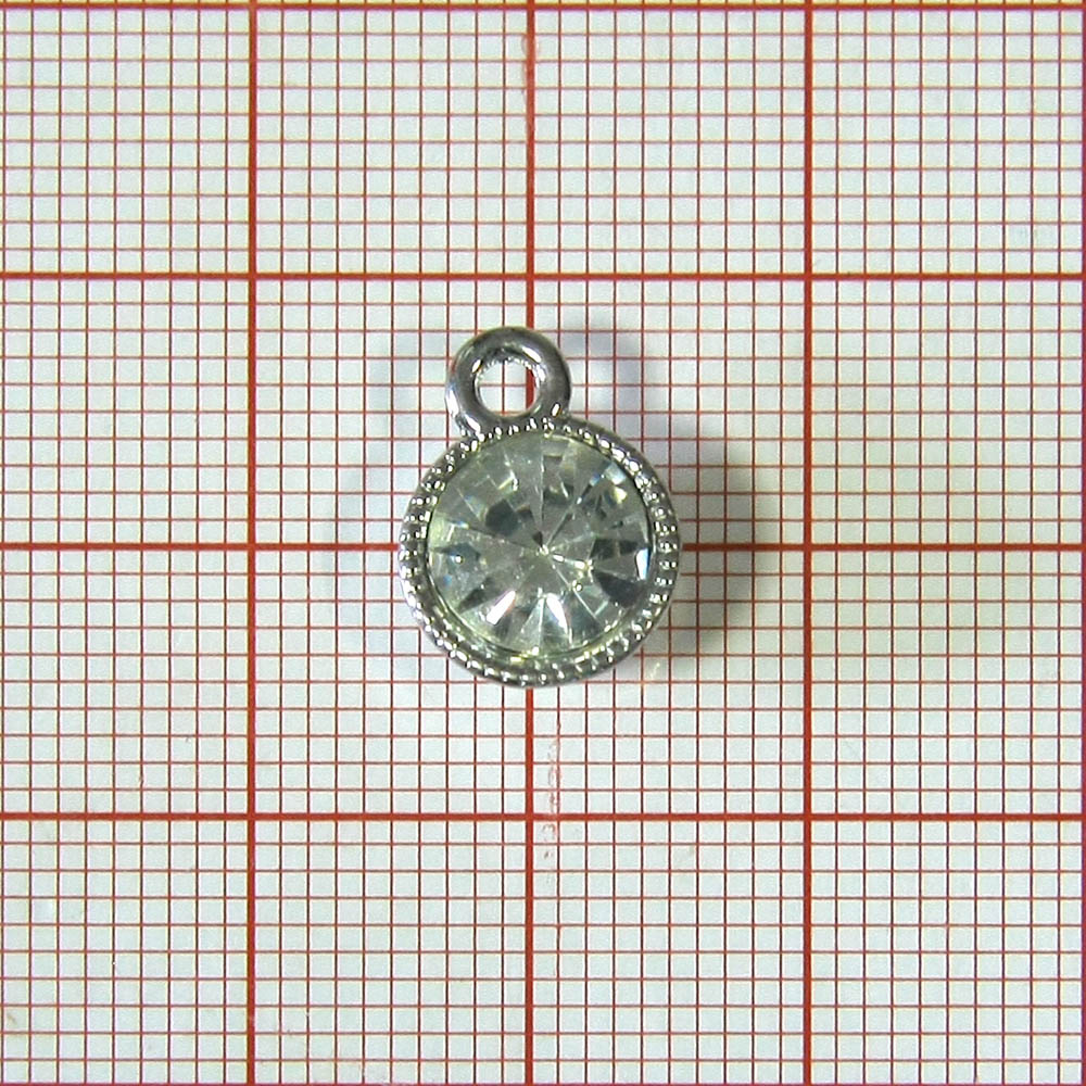 Подвеска металл Гирька 10*12мм, NIKEL, белый камень, шт. Подвески