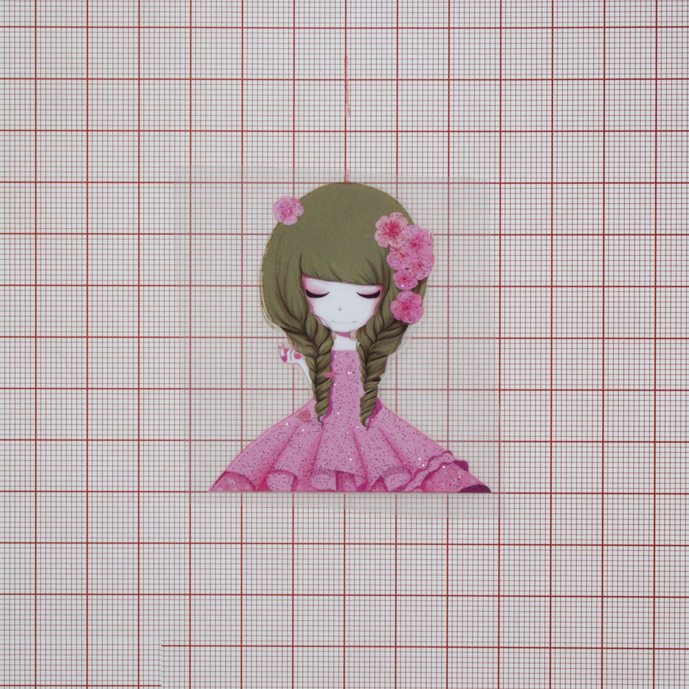 Термоаппликация Девочка Сакура мальнькая 5,5*6см., розовая, шт. Термопереводки Детские