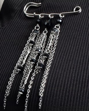 Булавка, 6,4*12см, серебро, камни, цепочки, шт. Булавки