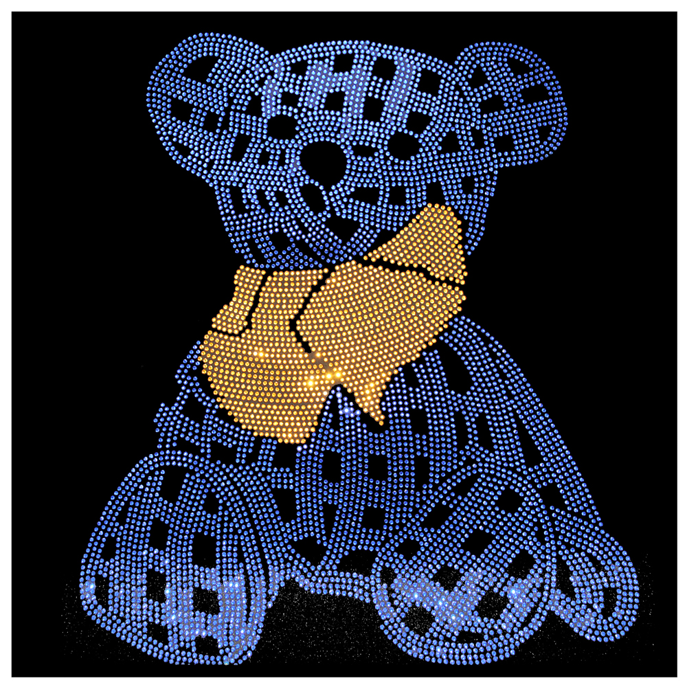 Т/а Мишка в шарфе, 26,7*32,2см, SS6 синий и желтый, шт. Аппликация клеевая