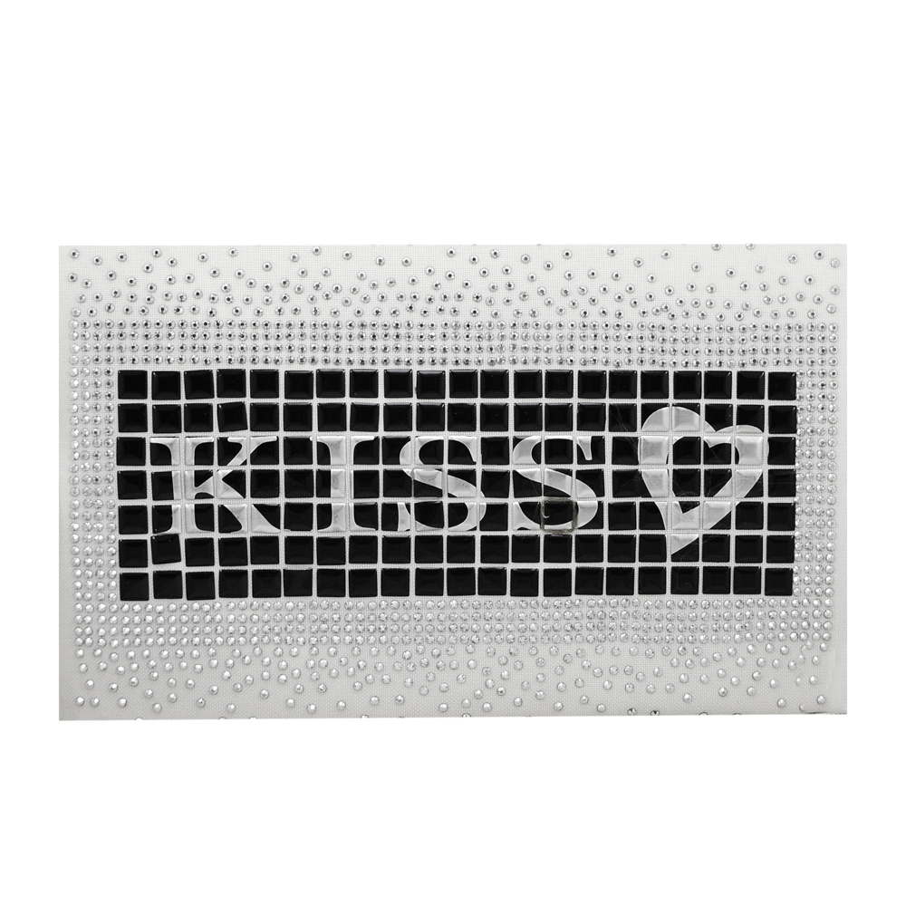 Термоаппликация из металлических страз KISS Сердце, 18*14см, черный, белый, серебро, шт. Аппликации клеевые Рисунки из страз
