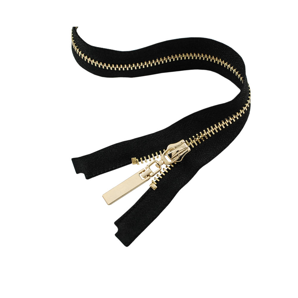 Змейка металлическая  №5 75см О/Е GOLD, черная ткань, односторонняя, шт. Змейка Металл