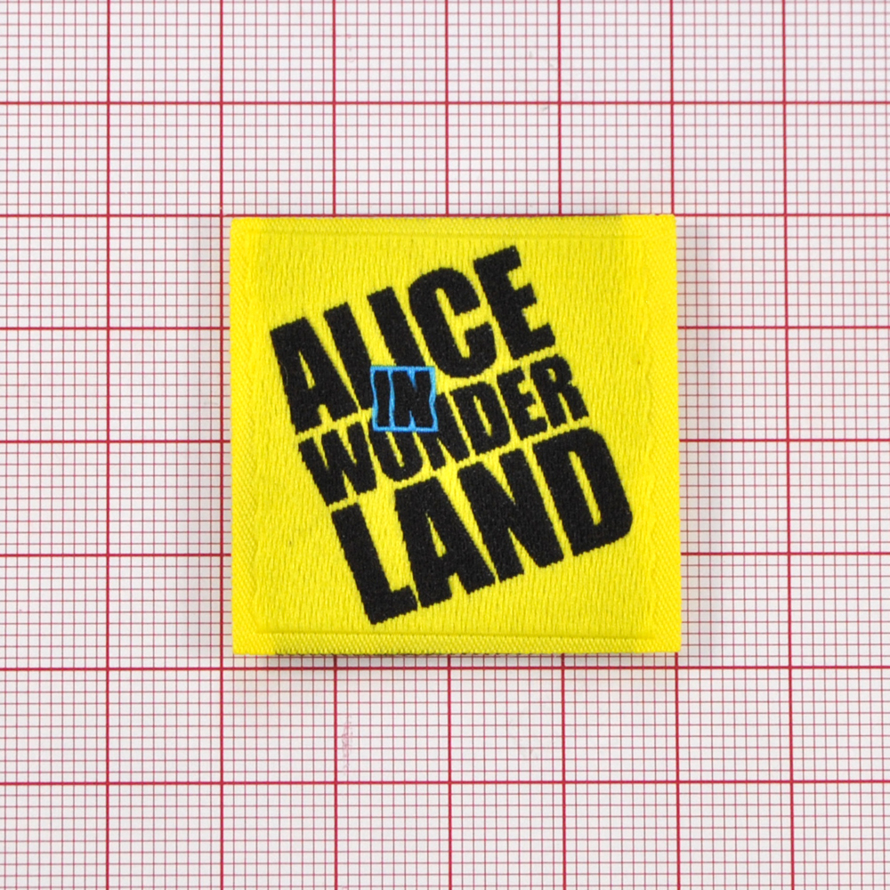 Лейба ткань Alice in Wonderland, 4*4см, черный, желтый, голубой, шт. Лейба Ткань