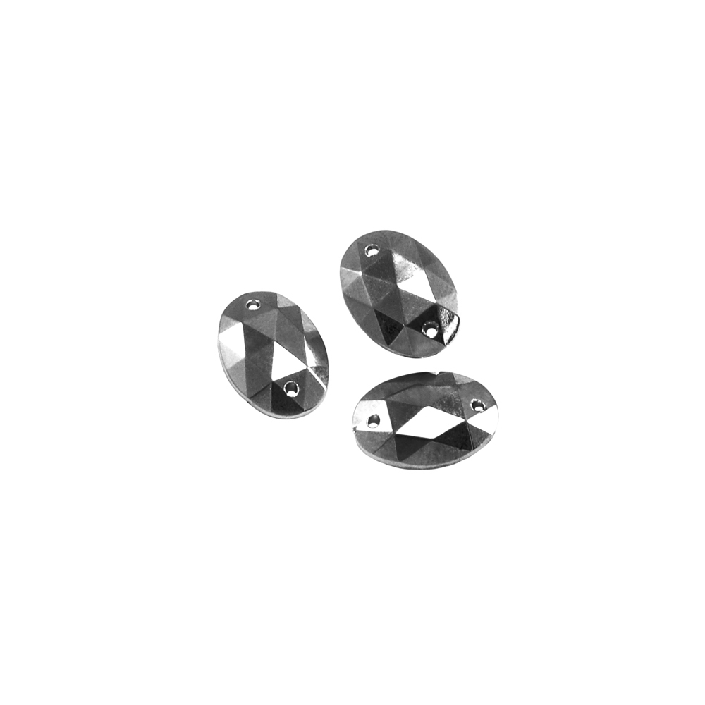 Стразы стекл. пришивные овал (10*14мм) NIKEL, 1тыс.шт. Стразы пришивные