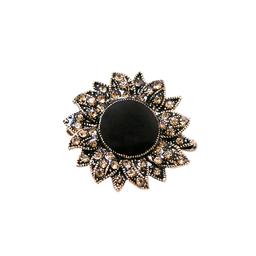 Краб Камни в металле Подсолнух 25*25мм antique brass, камни топаз и черный, шт. Крабы Металл Цветы, Жуки