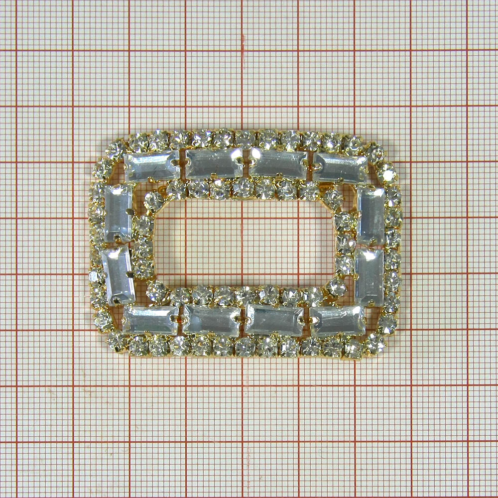 Краб металлSH-003 прямоугольник GOLD, прямоугольные белые камни. Крабы Металл Геометрия Декор