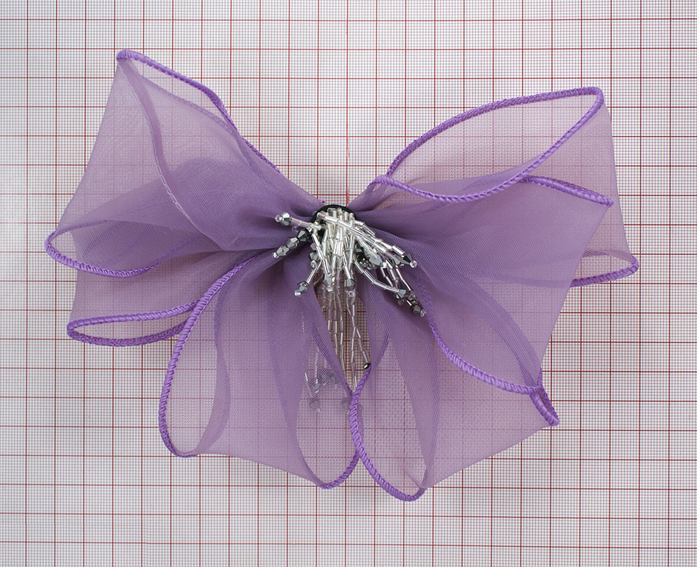 Аппликация декор Бант шифоновый 2 фиолетовый 19*18см. Аппликации Пришивные Цветы Банты