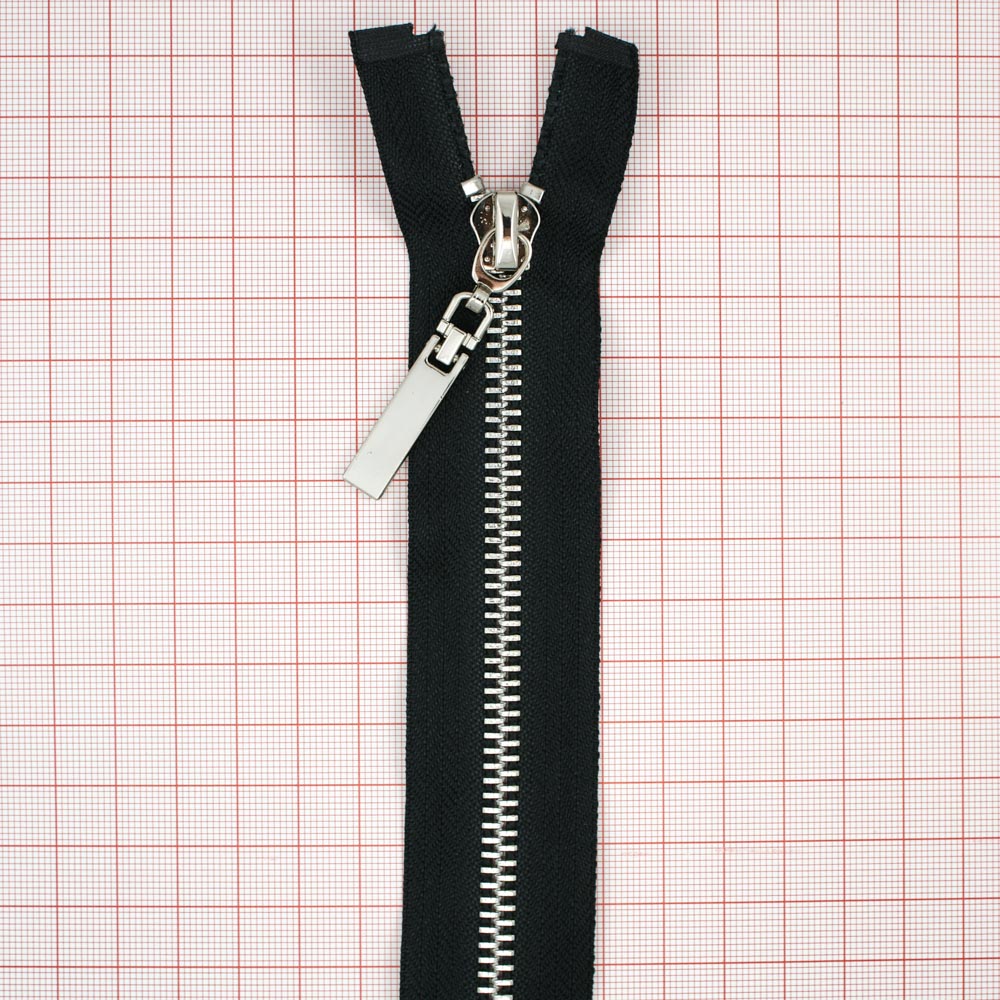 Змейка металлическая  №5 105см O/Е NIKEL, черная ткань, двустороняя, шт. Змейка Металл