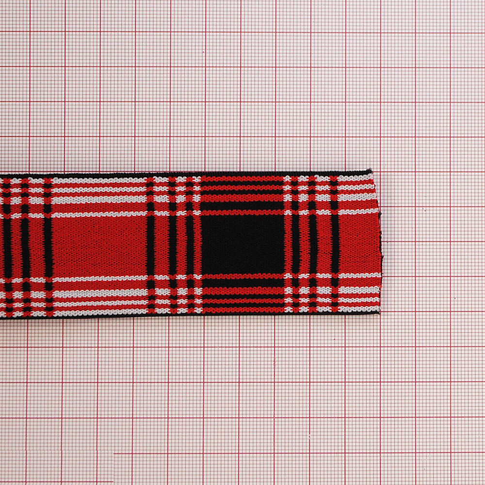 Резинка Клетка 4см красный, черный, белый, 50ярд. Резинка