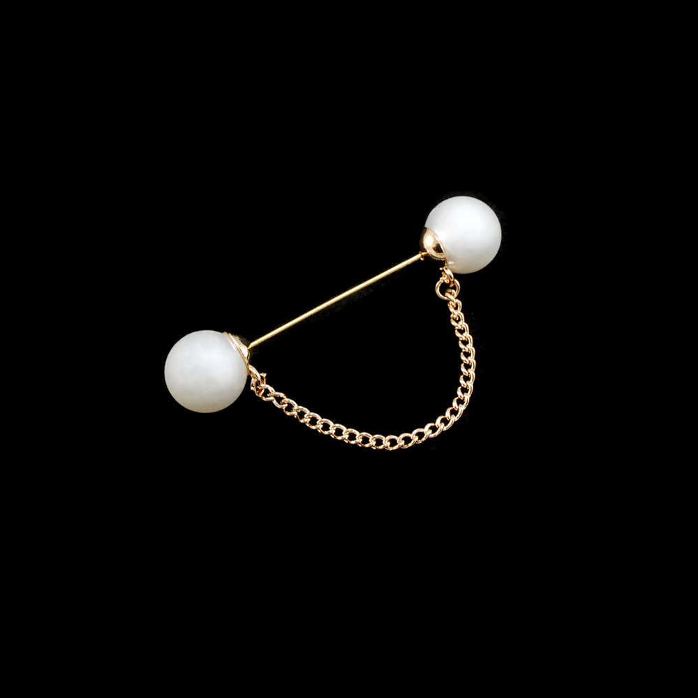 Булавка Жемчуг Штанга 7,3*1,5см GOLD, белый жемчуг. Булавки