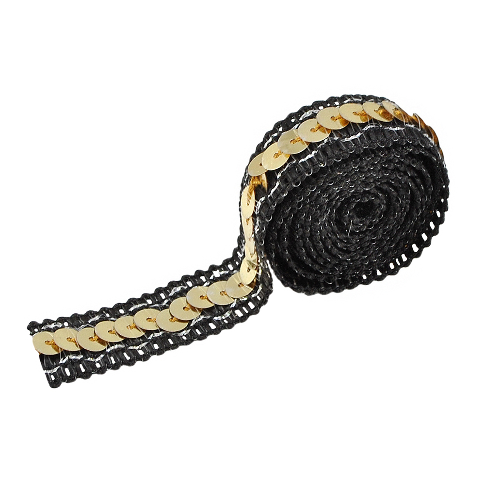 Тесьма пайетки 3,3см № 4 /белая, черная, фигур/10м. Тесьма Разное