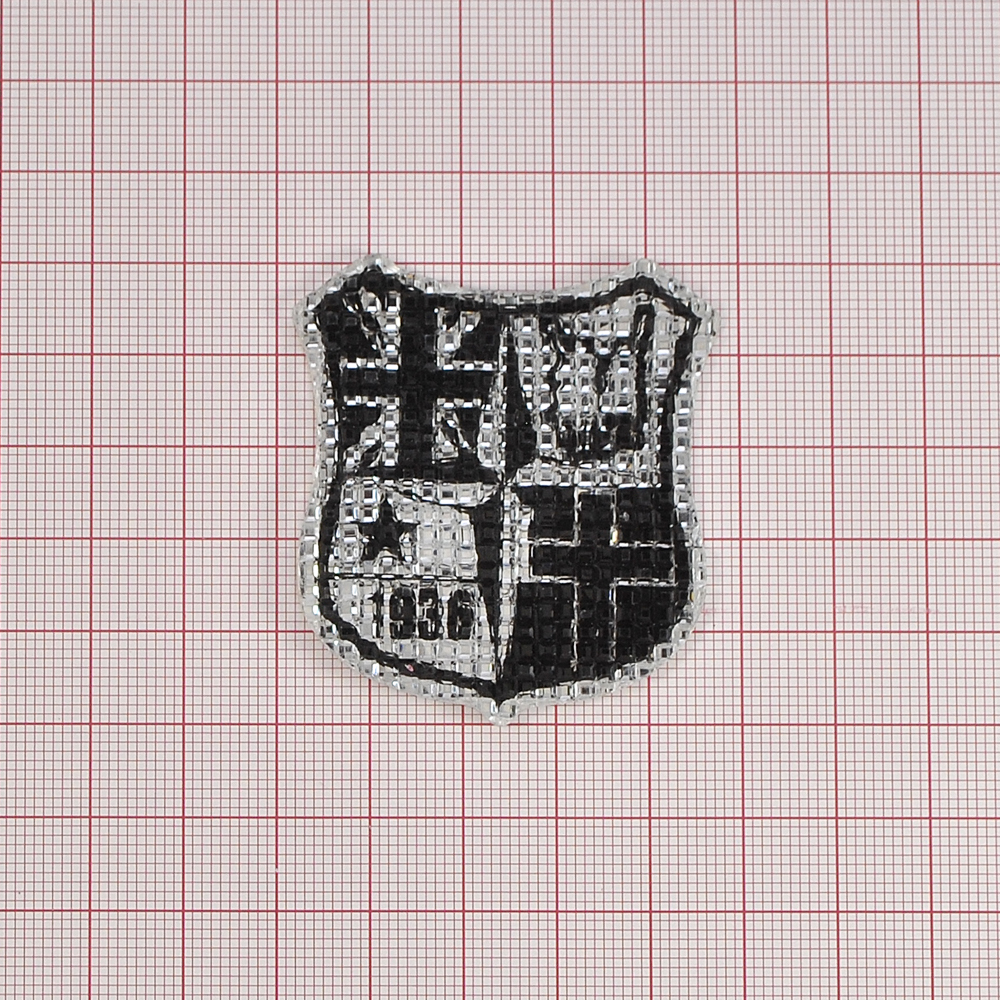 Аппликация клеевая резиновая D116 Герб 48*53мм светло-желтый, белый, шт. Аппликации клеевые Резина, Силикон