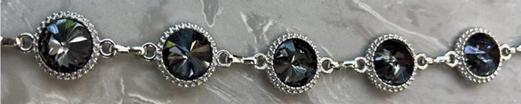 Тесьма стразы Черный камень,1,7см, белый, серебро,черный ярд. Тесьма из страз