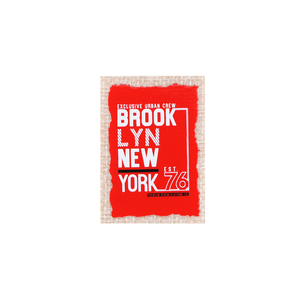 Лейба ткань, BROOKLYN NEW YORK, 3,7*5,2см, коричневый, красный, белый, черный, шт. Лейба Ткань