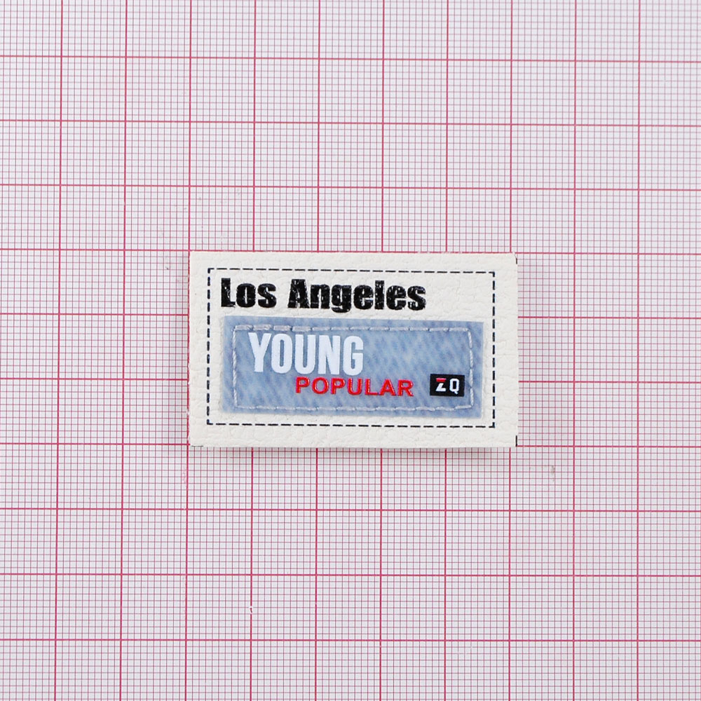Лейба ткань Los Angeles YOUNG, 3*5см, белый, красный, черный, шт. Лейба Ткань
