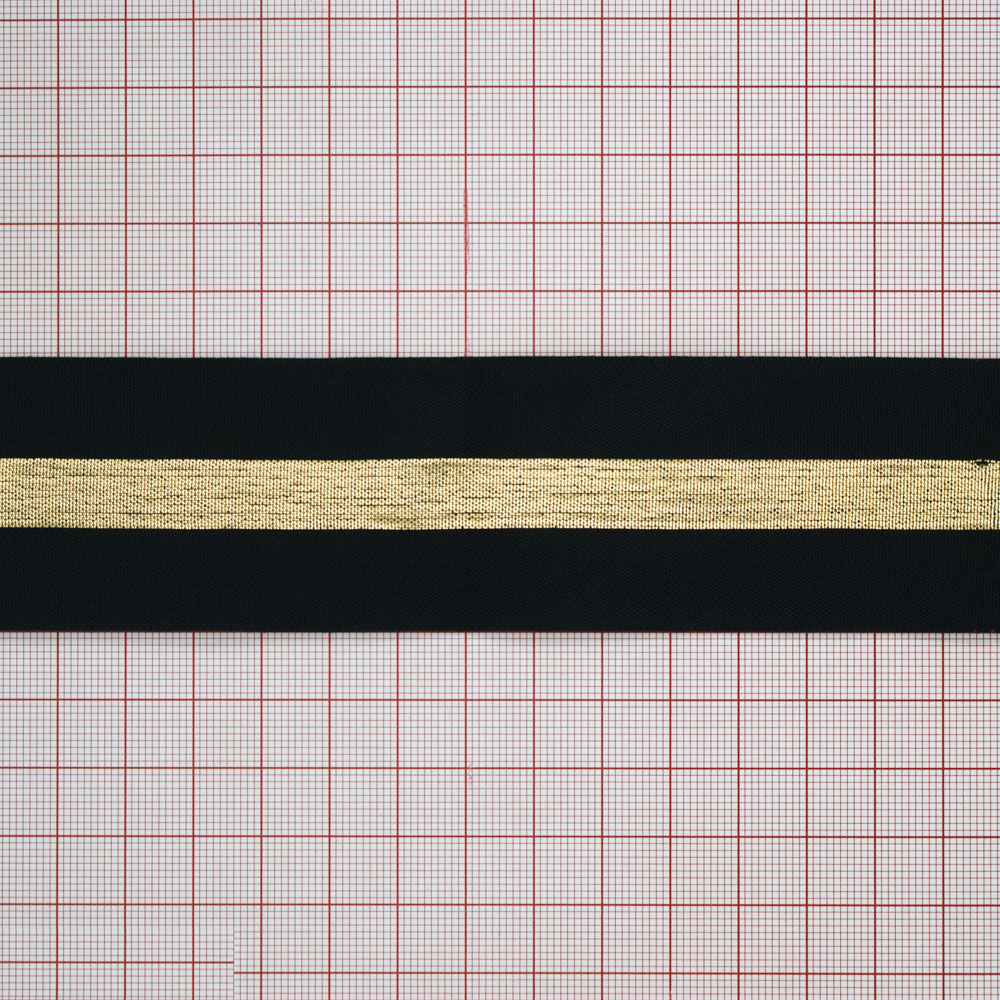 Резинка люрекс 4см, черный и золото, 50ярд. Резинка